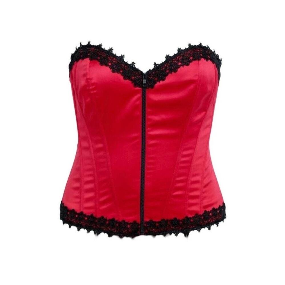 Torrid Red and Black Zip-Up Corset Top Size 2X/42